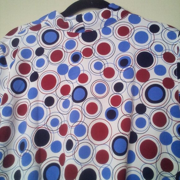 Alfred Dunner Blouse 12P 12 Petite Short Sleeve Button Up Elastic Waist Circles - Picture 3 of 16